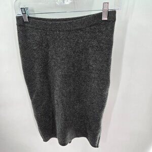 Black Goat Cashmere Charcoal Gray Pencil Back Slit Skirt Size Small